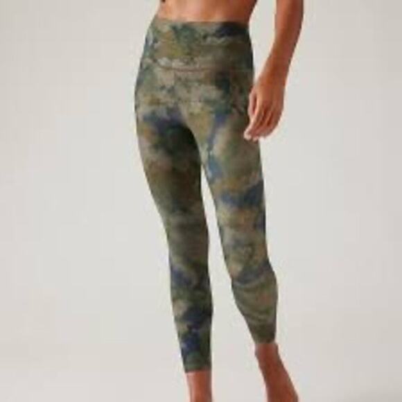 Athleta Salutation Stash 7/8 Tight Women's Medium Abstract Olive Legging - Picture 1 of 8